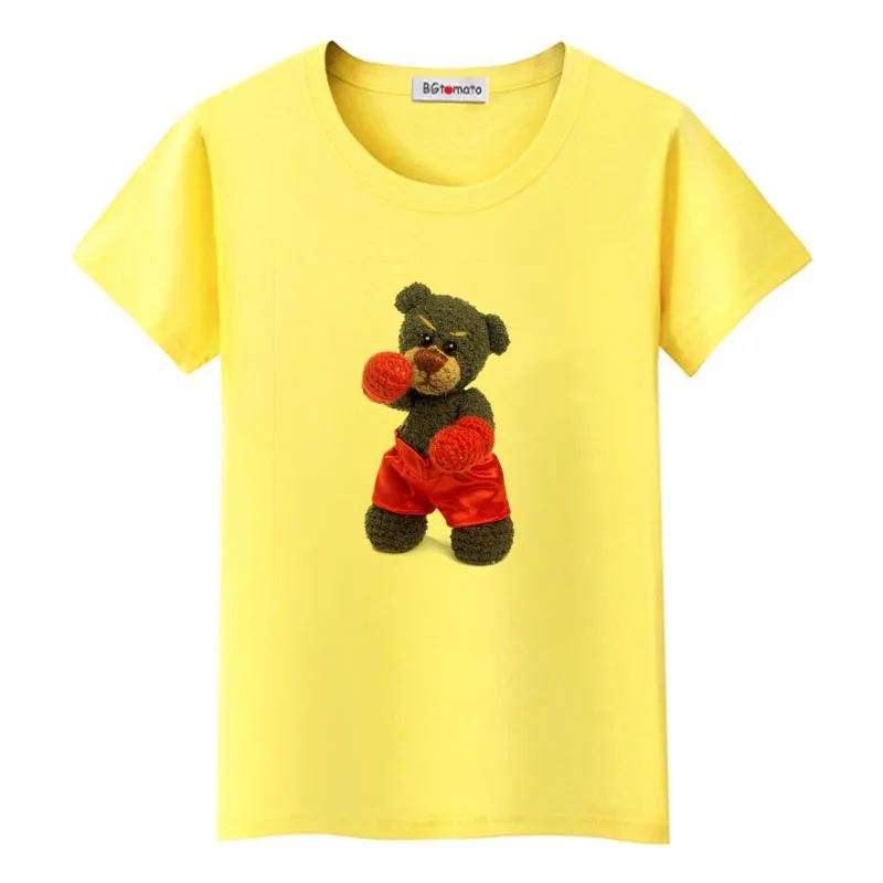 BGtomato боксерская футболка с медведем Забавные топы для женщин новая Брендовая женская одежда 2019 милый медведь летний топ Графический