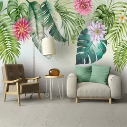 Пользовательские 3D фото обои фрески Пастырское ручная роспись растений цветок зеленый лист современный Гостиная Спальня фоне стены декор