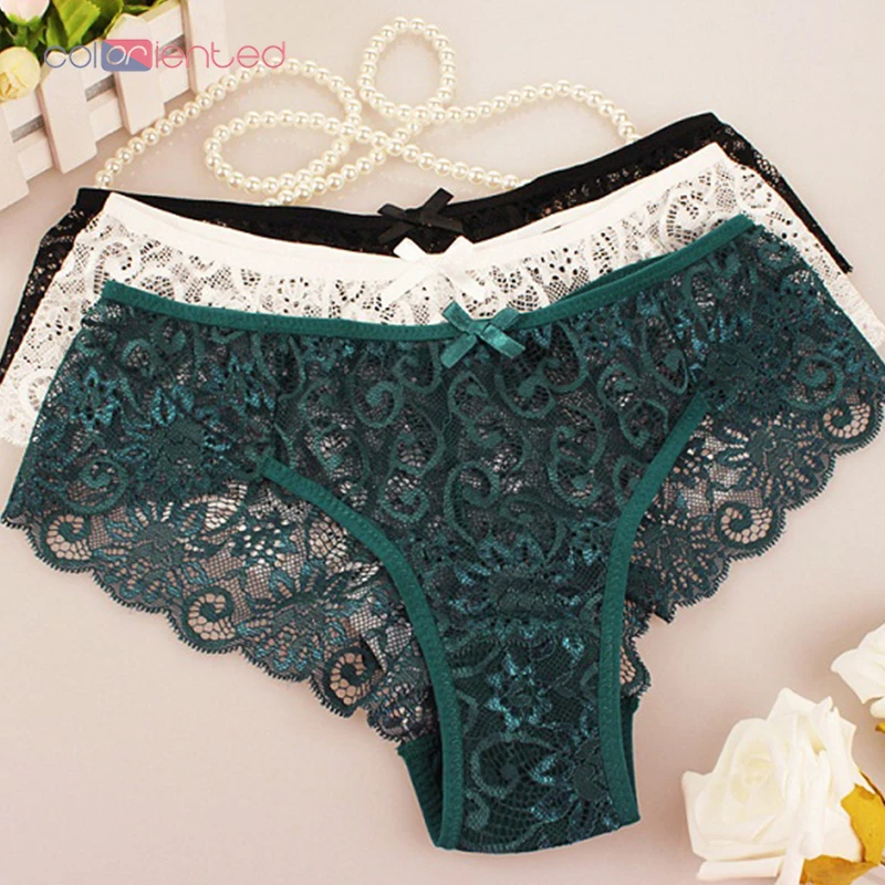 

COLORIENTED Sexy Lace Panties for Women Transparent Panties Ladies Elegant Hollow out Briefs Lace Breathable Floral Panty Bow