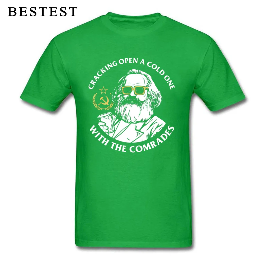 Group Camisa Tops Shirt Short Sleeve for Men Pure Cotton Autumn Crew Neck T-shirts Unique Tops Shirts Newest Free Shipping Crack Open A Cold One With The Comrades 7382 green
