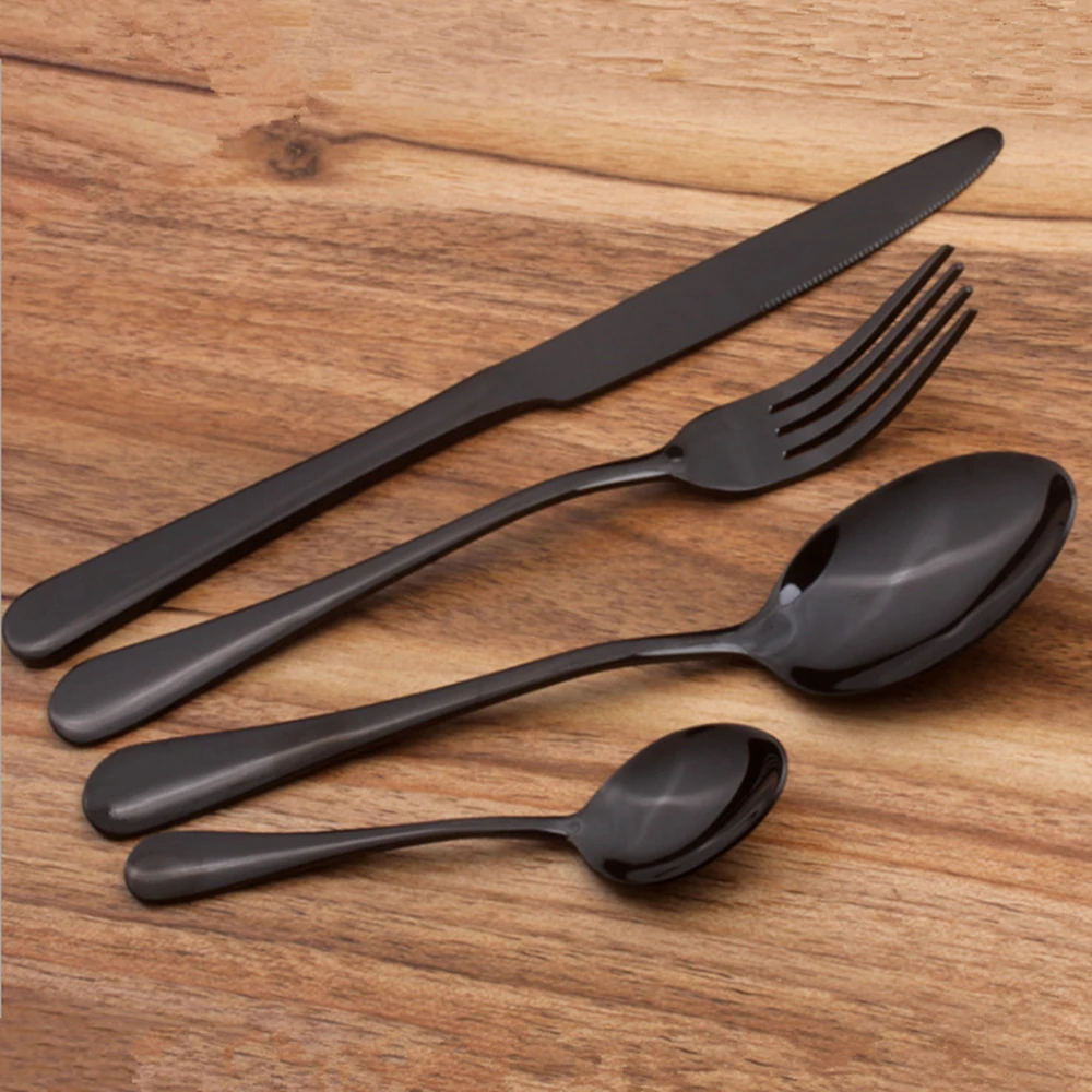 набор столовых приборов 24 предмета vintage черные. столовый набор черного цвета. столовые приборы davinci. столовые приборы черный пластмасс. столовый набор stainless steel cutlery set 24 предмета.