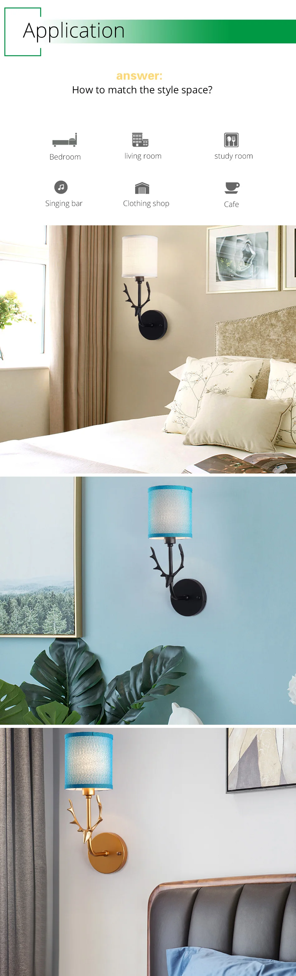 Creative bedside wall lamp E27 Bulb stair White Black Gold interior wall sconce Light in the nursery mirror industrial Lighting (6)