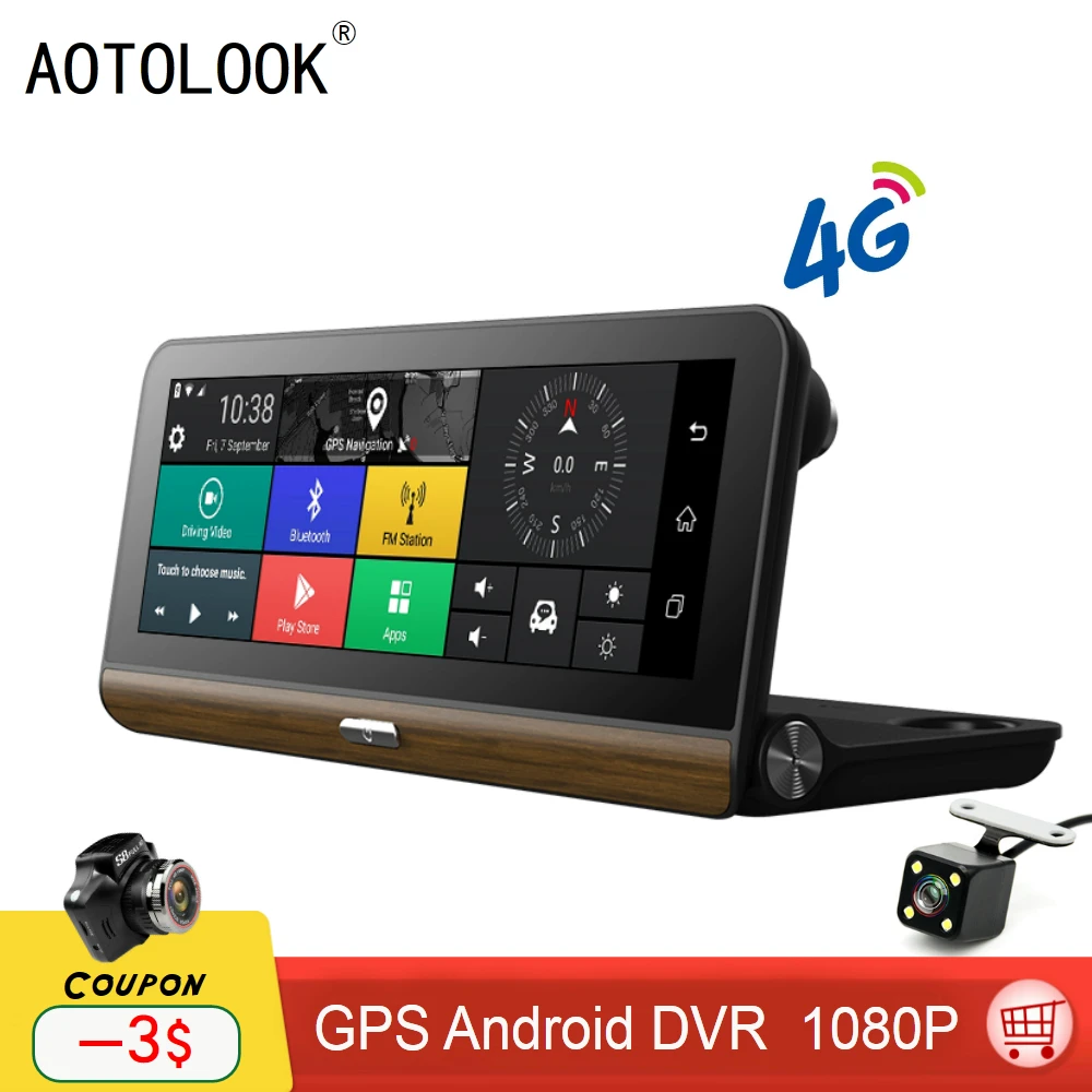 AOTOLOOK T805 ips 8 дюймов 4G Android камера Автомобильный видеорегистратор gps навигатор ADAS Full
