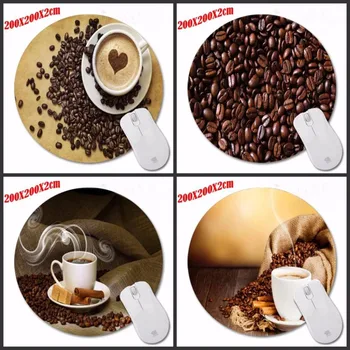 

Coffee High Quality Desktop Pad Round Mousepads Design Mouse Pad for Gamer Gaming Mouse Mat For PC Computer Laptop 200*200*2mm