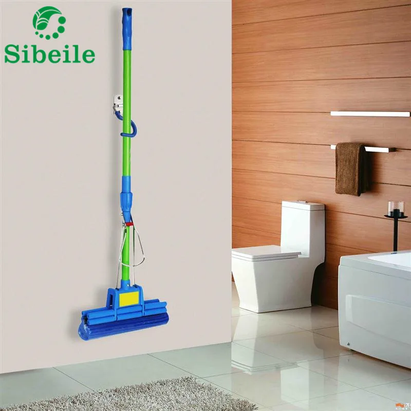 SBLE Kitchen Bathroom Organizer Rack Stainless Steel Broom Shelf Mop rack With Hooks Wall Mounted Mop Rack Broom Holder