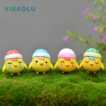 

Hat Chick miniature figures Friend Chicken decorative mini fairy garden animals Moss micro landscape ornaments resin baby toy