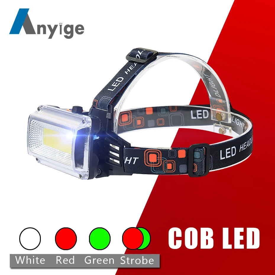 ANYIGE USB power COB светодиодный налобный фонарь перезаряжаемый налобный фонарь 4 режима с батареей 2000 мАч освещение для охоты и рыбалки