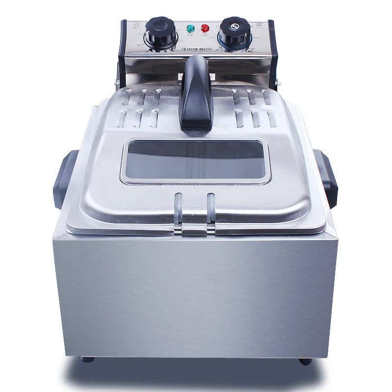 US $197.50 Electric Deep Fryers Nonsmoking single cylinder single sieve electric frying pan electric fryer electric fryer 6L NEW