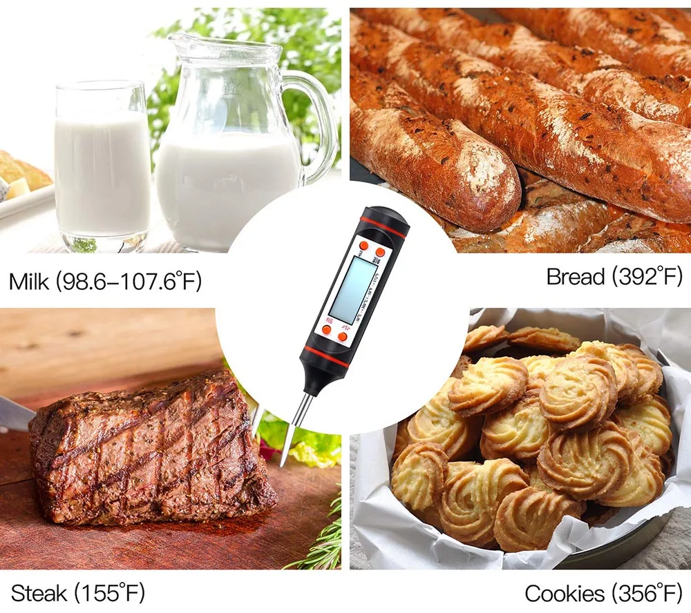 Электронный цифровой термометр для еды для торта, конфет, жарки, барбекю, еды, мяса, температуры, бытовые Термометры с длинным зондом