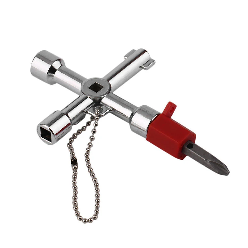 QUK Cross Wrench 4 Ways Utility Triangle Zinc Alloy Spanner Torque Ratchet Socket Multitul Hand Tools Switch Universal Key Set 1