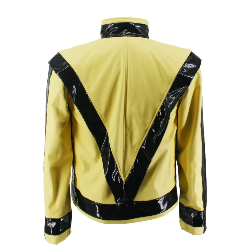 Michael Jackson ジャケット CMジャケット 超レア Michael Joseph Jackson Light Yellow Open PU Classic Jacket On