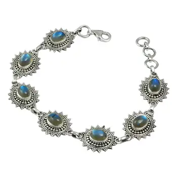 

Genuine Labradorite Bracelet 925 Sterling Silver, 20.5 cm, MHBB0152