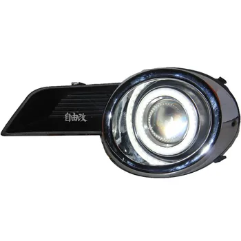 

eOsuns Innovative COB angel eye led daytime running light DRL + halo Fog lamp + Projector Lens for toyota highlander