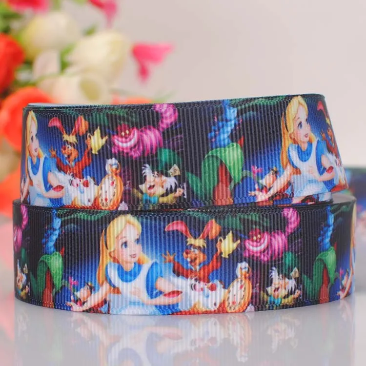 7/8 &quot(22 мм) Красивая Алиса принцесса Печать grosgrain лента бесплатная доставка|printed