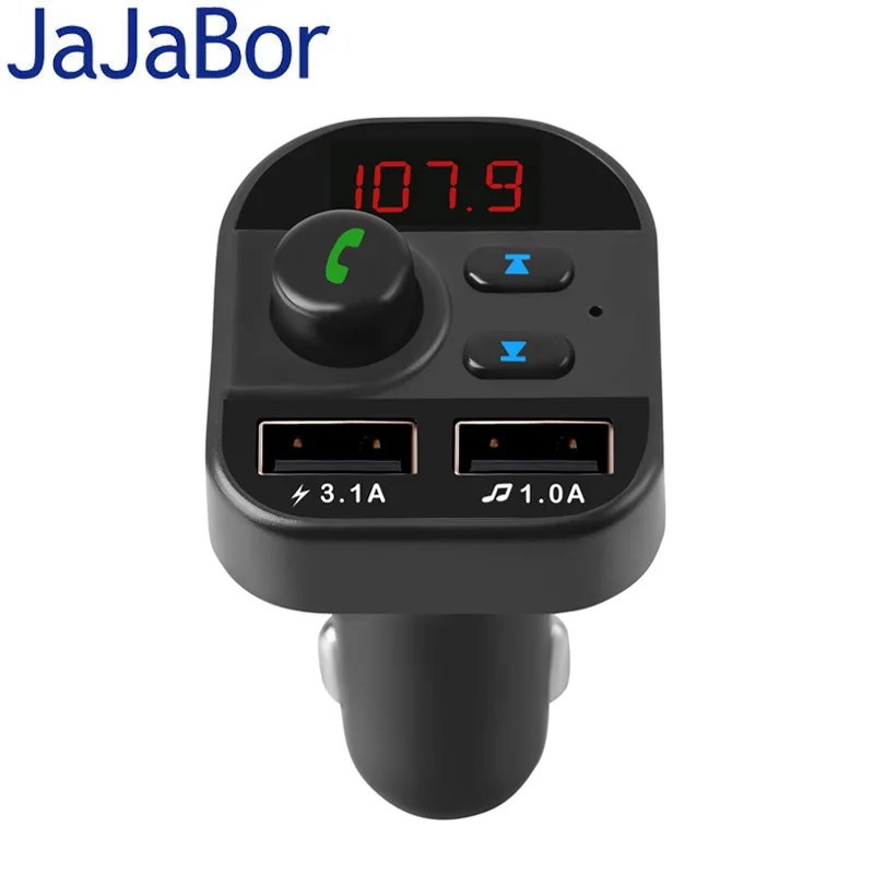 

JaJaBor FM Transmitter Bluetooth 5.0 Car Kit Handsfree Wireless A2DP Car MP3 Player Dual USB 5V 3.1A Quick Charge