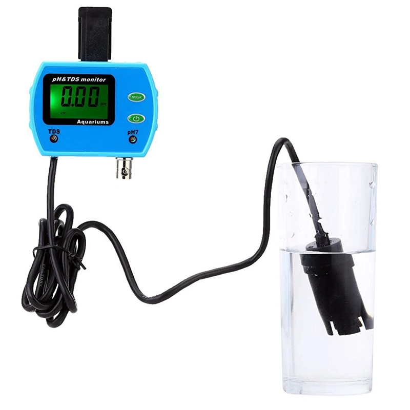 

pH TDS Electrode Meter Precise LCD PH tds Monitor Aquarium SPA Swim Water Quality Analyzer Online pH TDS Tester Green Backlit