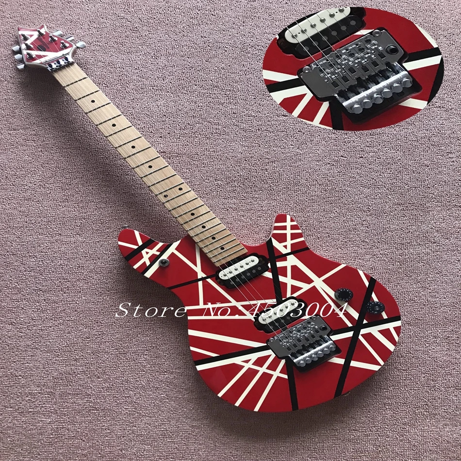 

in stock EVH Floyd rose electric guitar,Colored line light paint,Maple fingerboard with zebra pickup,free shipping!