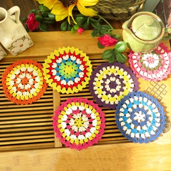

ZAKKA Handmade 11cm Round flower Lace Doilies Crochet Coaster Table Place mats Crochet cup mat 6pcs/Lot