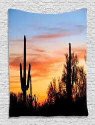Западной Декор Солнечный пустыня кактус изображение дикая природа закат высокого Разрешение фотографии цифровой PrintedWall гобелен