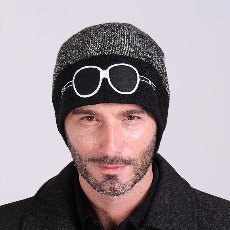 Beanies Knit Winter Hats For Men Beanie With Sunglasses Design Men's