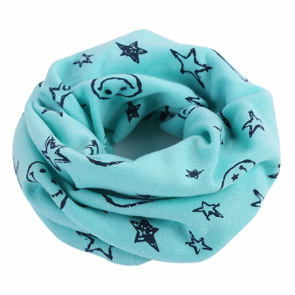 Children Kids Scarf Scarves Warm Loops Neckerchief Smile Face Stars For Winter SSA-19ING - Цвет: Синий