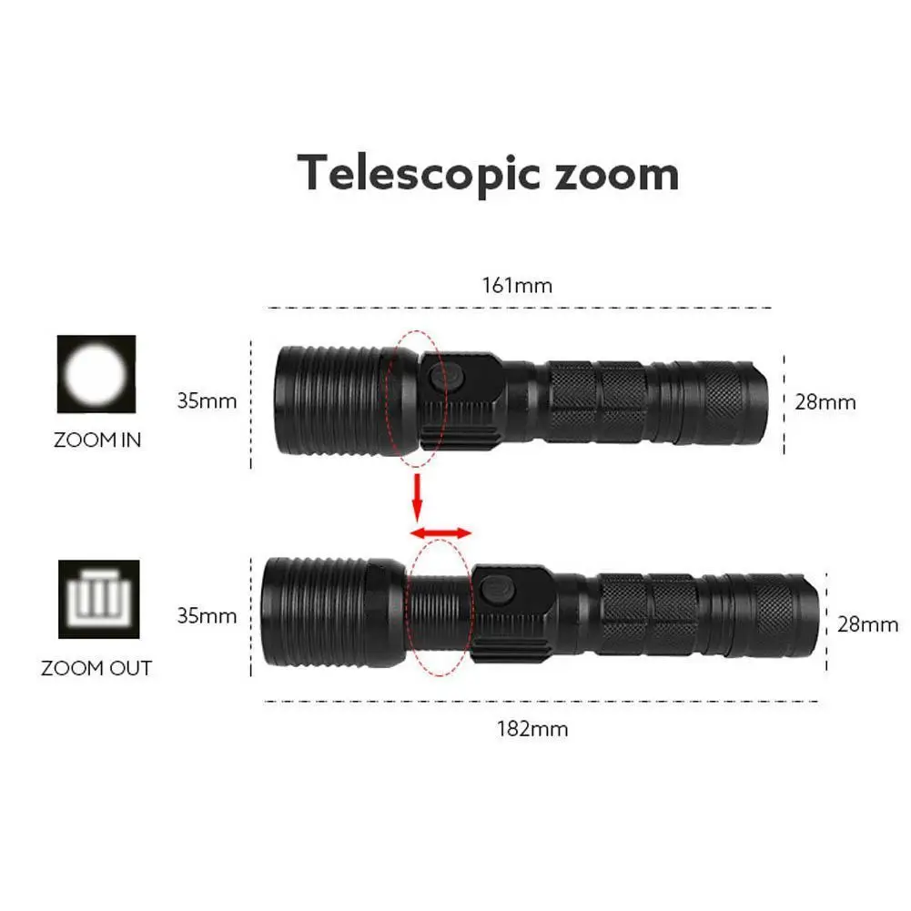 Discount 1x Zoomable T6 LED Flashlight Rechargeable Torch Super Bright Light Lamp+Battery Charger+Bicycle Clip 2