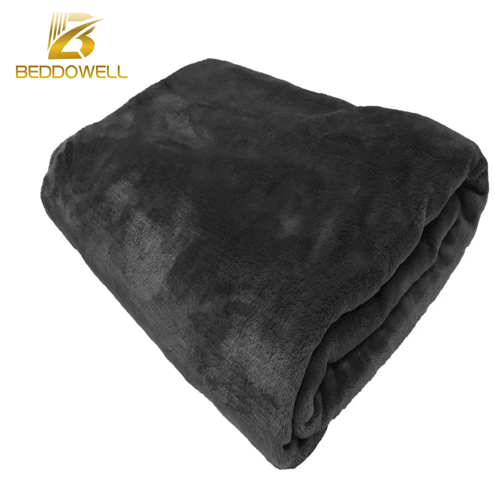 Beddowell Flanell Korallen Fleece Decke Solid Black Farbe Nerz Werfen Erwachsene Schal Plaid Volle Königin Größe Weiche Decken Auf Die bett Kaufen