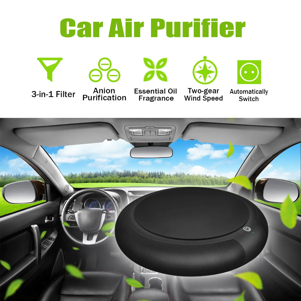 

Portable Car Air Purifier with HEPA Filter Travel USB Negative ions Air Purifier Formaldehyde Smoke Odor Bacteria Purifying