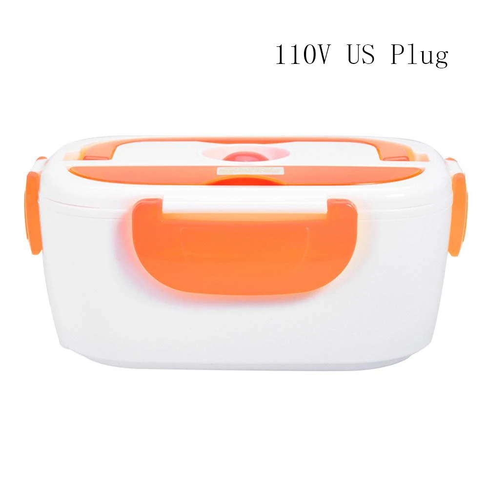 Электрический нагревательный Ланч-бокс портативный детский пищевой контейнер термос Ланчбокс Bento box со столовыми принадлежностями для Дома Офиса ЕС США Plug - Цвет: Orange US Plug