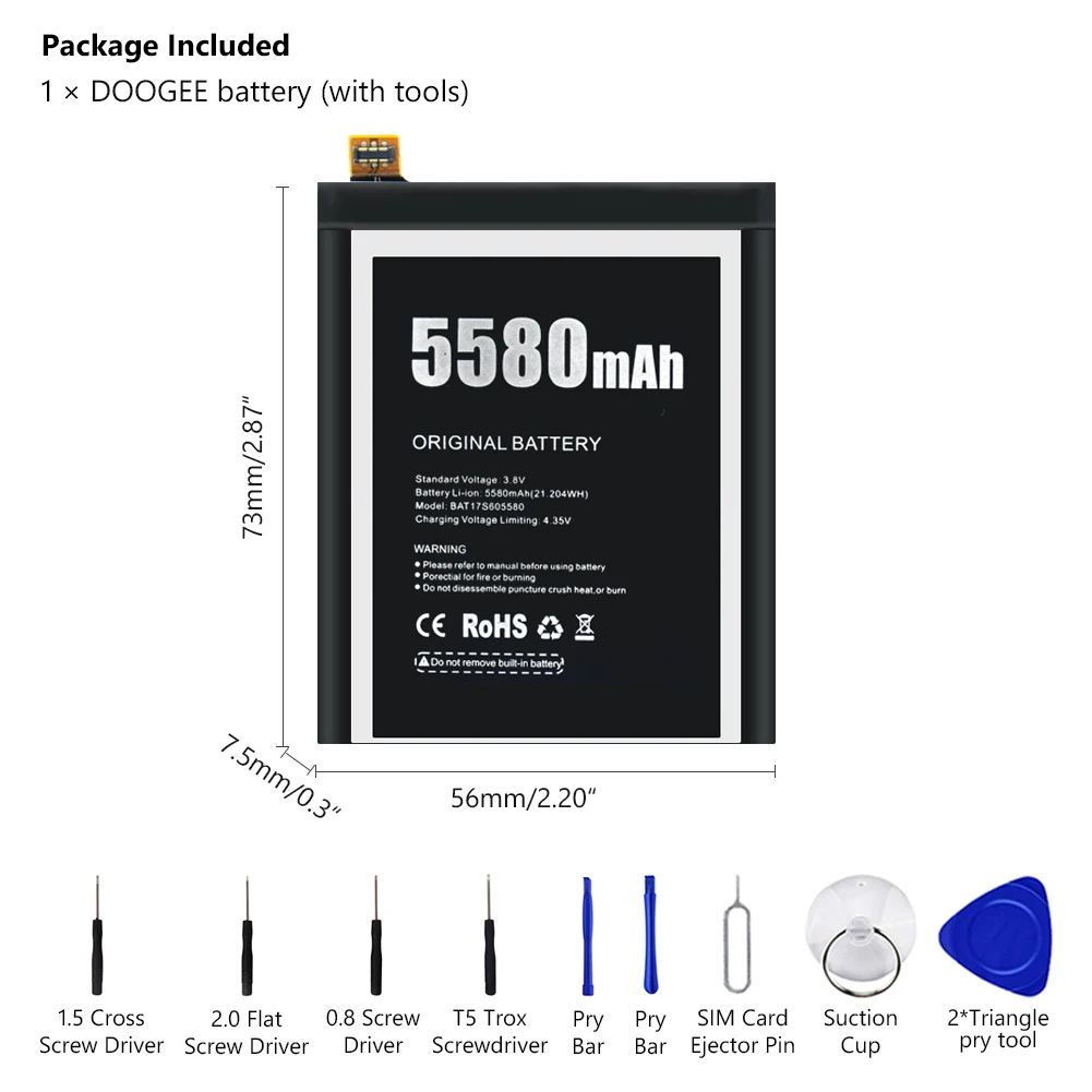 5580mAh BAT17S605580 литий полимерная батарея мобильного телефона Для DOOGEE S60 Lite запасные