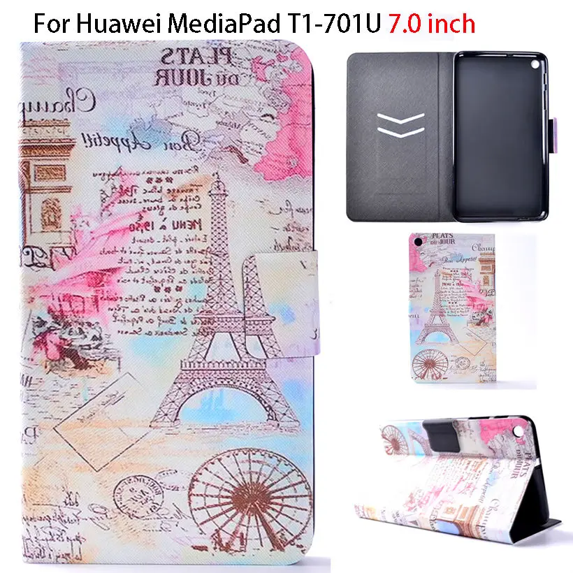 Fashion Case For Huawei T1 7.0 T1-701u Silicone PU Leather Cover Funda For Huawei MediaPad T1 7.0 T1-701u Tablet Stand Shell