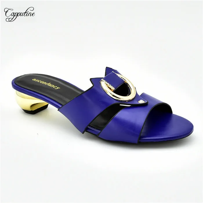 

Hot sale party shoes African lady medium heel slipper shoes 6083-6 in royal blue, heel height 4.5cm, size 38-42