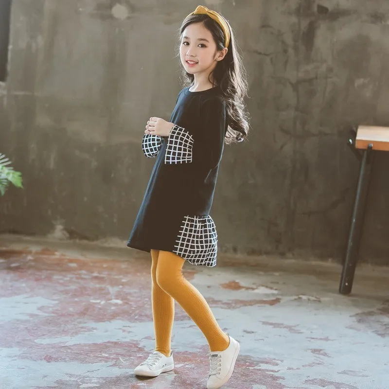 

flare sleeved teen girls dresses 2019 black big kids princess dress o neck long sleeve tops autumn winter spring casual clothes