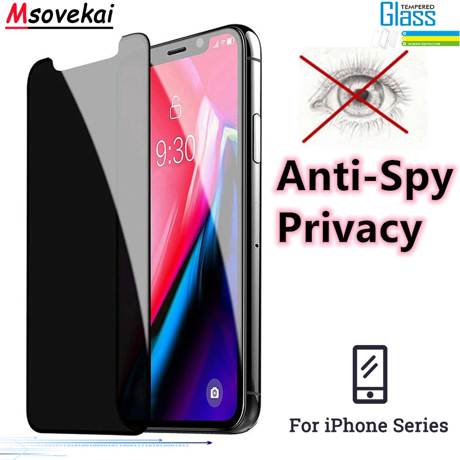 AntiSpy Privacy Tempered Glass for iPhone XS Max XR for iPhone 7 8 Plus