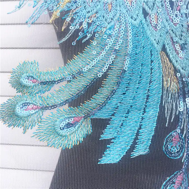 Peacock in metallic or regular teal and blue Lace Applique for Crafts or Crazy Quilt