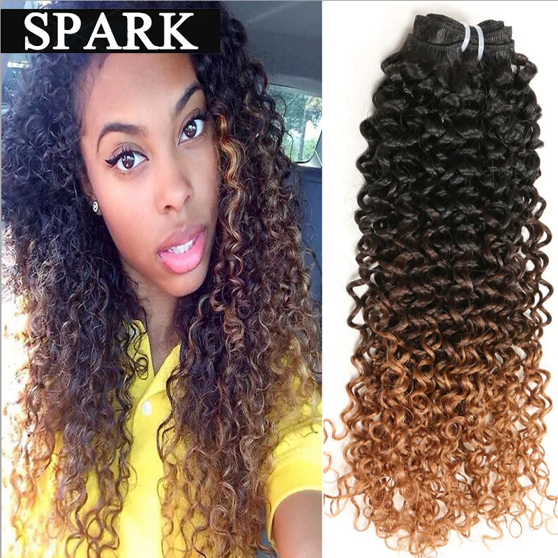 7A Ombre Brazlian Curly Hair Brazilian Virgin Hair Afro Kinky Curly 3 Bundles Ombre Human Hair Kinky Curly Virgin Hair Spark OA1