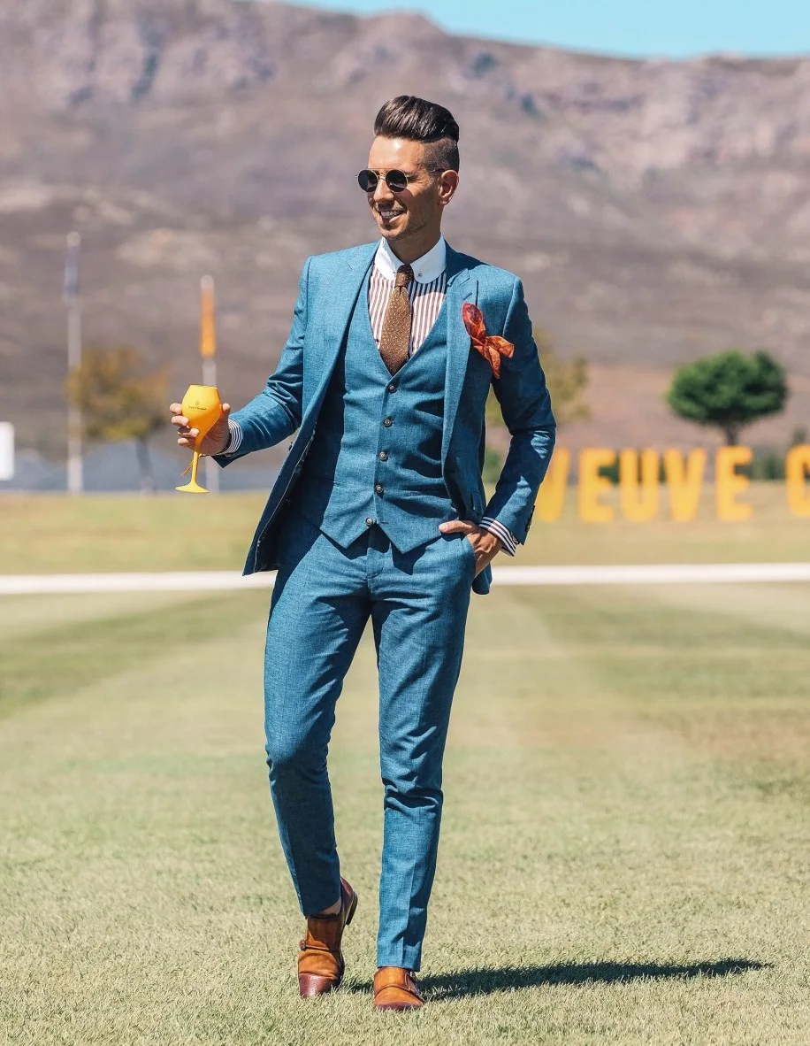 

Blue Men Suits for Wedding Suit Men Blazer Groom Jacket Pants Vest 3 Pieces Slim Fit Tuxedo Prom Party Costume Homme Coat Custom
