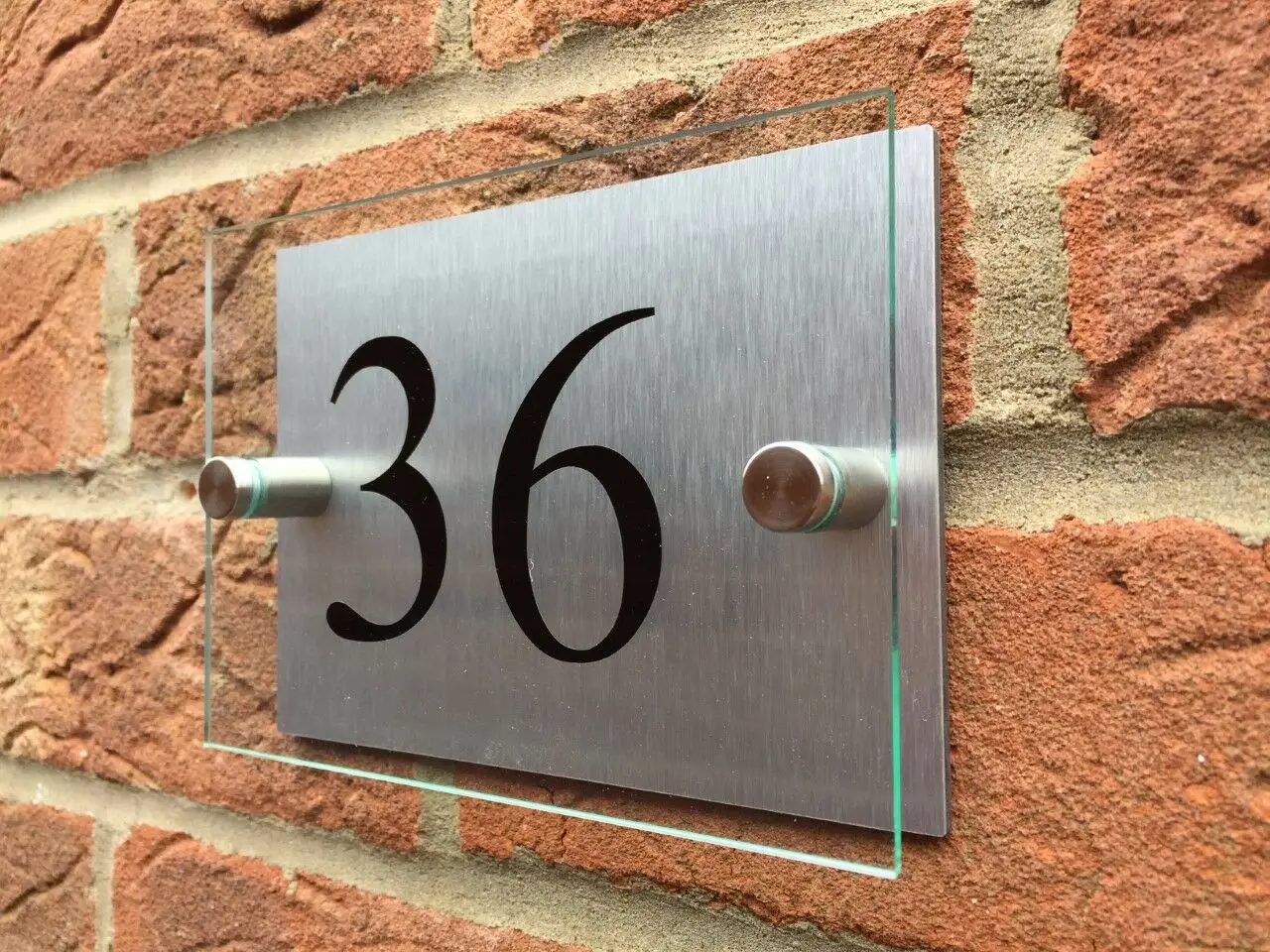 Contemporary HOUSE SIGN NUMBER DOOR PLAQUE GLASS EFFECT ACRYLIC 