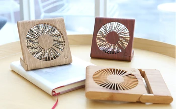 

2019 New Wood Grain Mini Notebook Folding Fan USB Charging Small Fan Desktop Student Standing Air Cooler