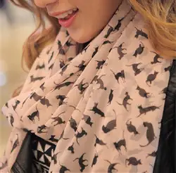 Новые модные женские шифон Красочные печатных Сладкий кот шарф-котенок Граффити стиль шаль обувь для девочек Рождественский подарок
