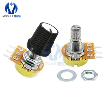 Taper linear potenciômetro, 5 peças 3 p wh132 3 pinos potenciômetro para arduino com tampa 1k 5k 10k 20k 50k 100k 500k ohm