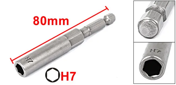 UXCELL 80 мм длина H7 7 мм 6,35 мм 1/4 дюйма размер хвостовика Шестигранная розетка ударная гайка сеттер драйвер бит адаптер