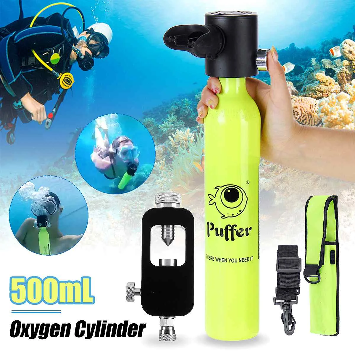 

Diving Equipment 500mL Mini Scuba Oxygen Air Tanks Cylinder Spare Diving Set Air Oxygen Breathe Gear Portable 3000PSI Snorkeling