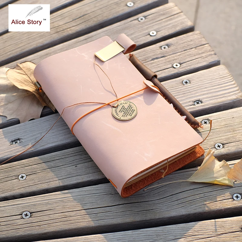 Alice Story New Diary Notebook Handmade Genuine Wax Leather NoteBook Replaceable Stationery Gift Journal Sketchbook Planner