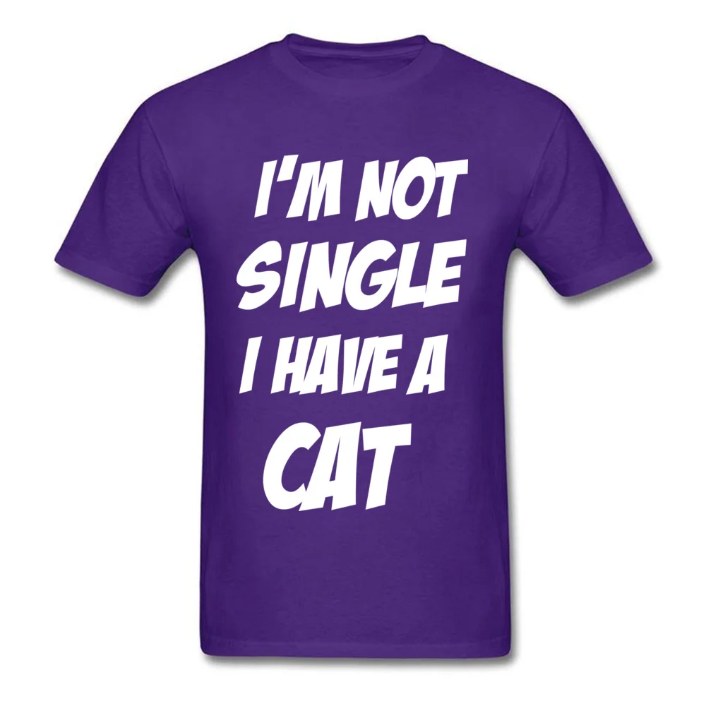 cosie Party T Shirt for Men All Cotton Summer Tops Shirts 3D Printed Sweatshirts Short Sleeve Family O Neck Wholesale IM NOT SINGLE I HAVE A CAT purple