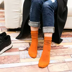 Новый Для женщин длинные ворс женские носки однотонные модные Осенне-зимняя обувь женские носки разноцветные, Удобные Хлопковые женские