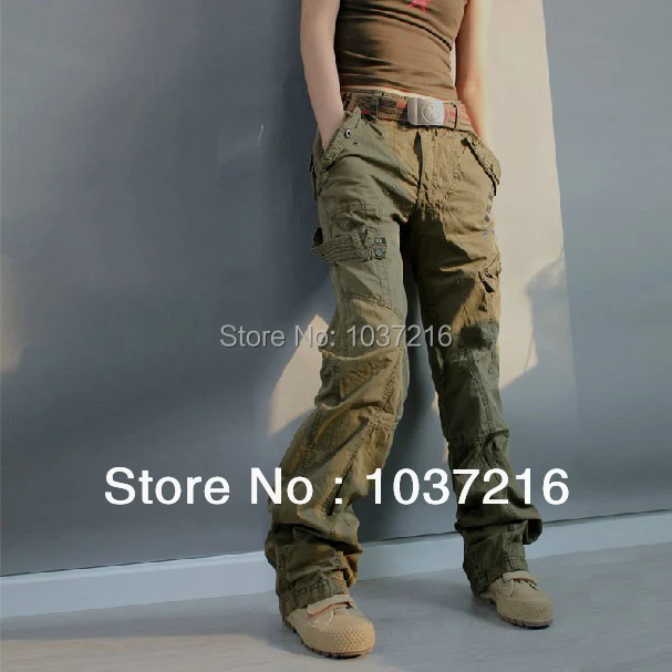 2015 plus size Women's Thick Cotton Combat Hip Hop Baggy Multi Pockets