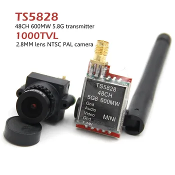 FPV Mini Digital Video Camera 1000TVL 1000 TVL Line 2.8mm lens and TS5828 Micro 5.8G 600mW 48CH Transmitter For RC qulticopter ewrf e708tm3 5 8g 48ch 25mw 200mw 600mw switchable fpv transmitter for pwm osd