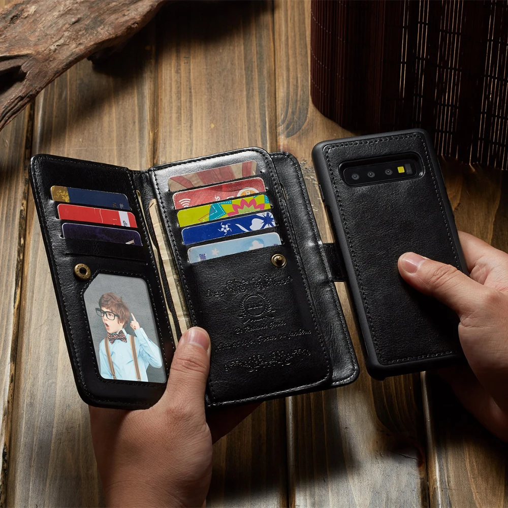 Роскошный кошелек из искусственной кожи для Samsung S9 S10 Plus S20 съемный чехол бумажник
