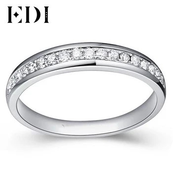 

EDI 0.21cttw Natural Diamond Wedding Band For Women 9K Solid White Gold Wedding Stack Ring Diamond Jewelry